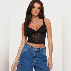 Princess Polly Wandella Lace Black Tank - Size 6 NWT